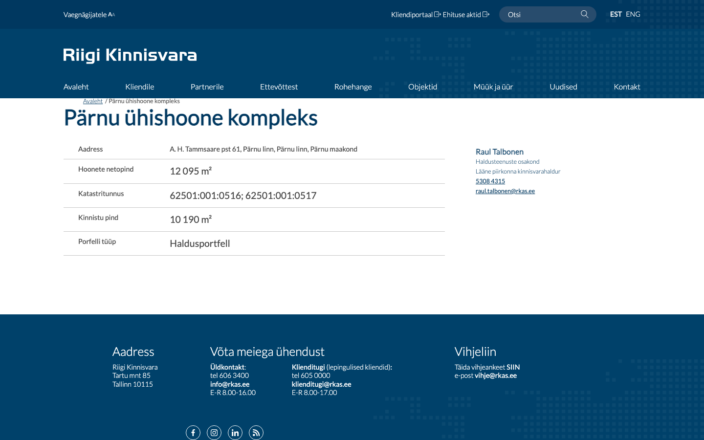RKAS real estate portfolio — property listing view with detail modal